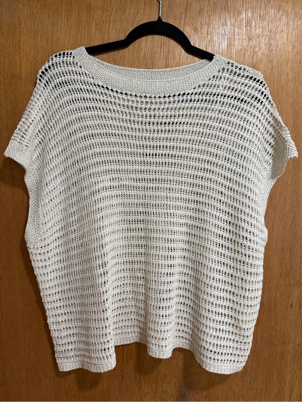 Women’s Cream Open-Knit Short Sleeve Top